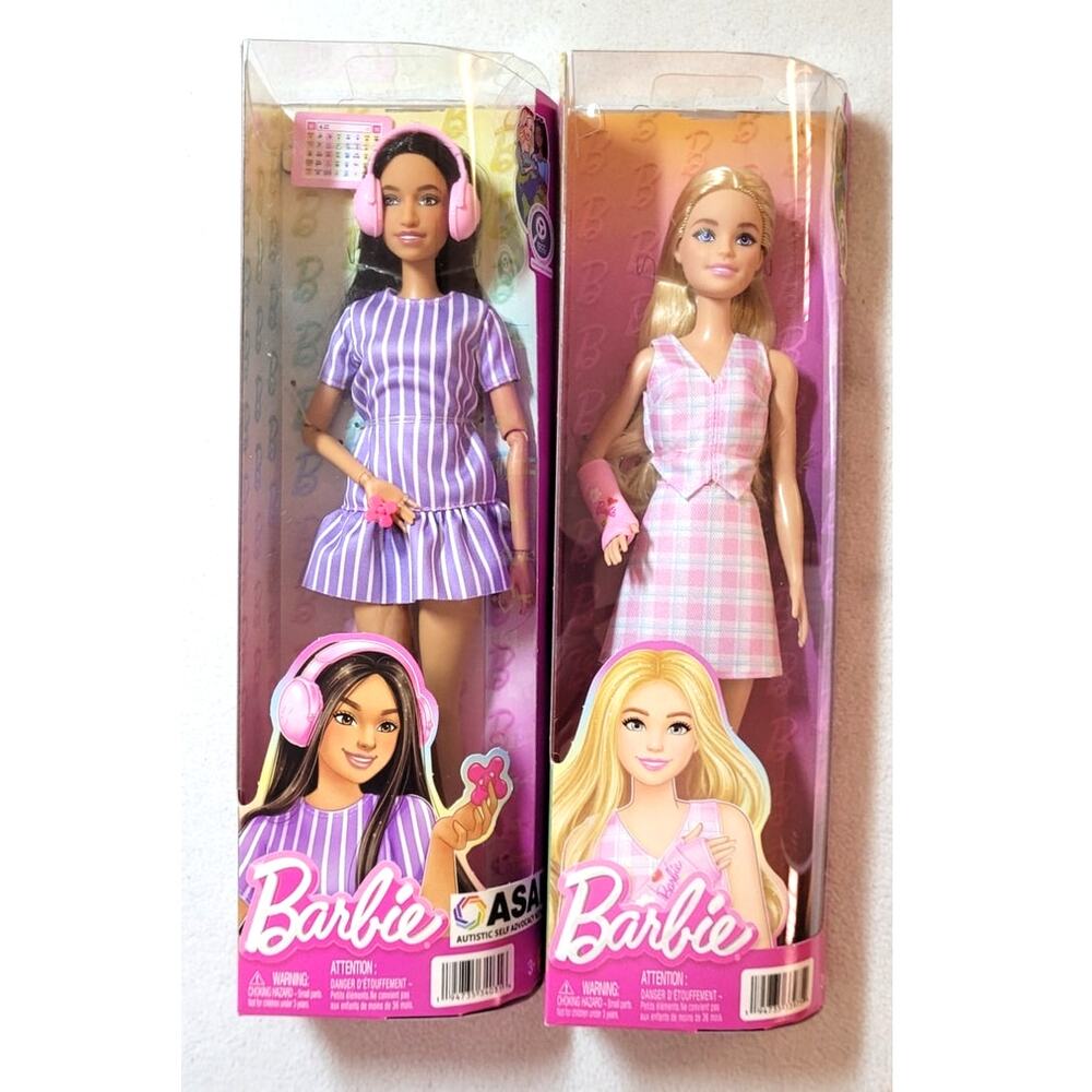 Fashionista 2 Pc Lot New In Box #243 Blonde Arm Cast #245 Brunette ASAN Autistic
